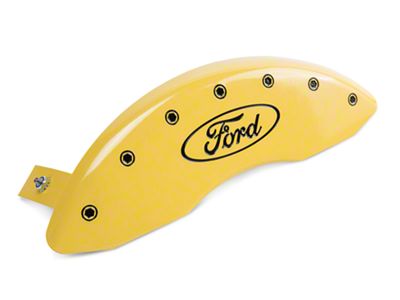 MGP Brake Caliper Covers with Ford Oval Logo; Yellow; Front and Rear (04-20 F-150)