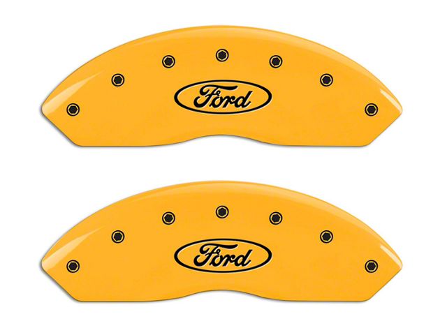 MGP Brake Caliper Covers with Ford Oval Logo; Yellow; Front and Rear (97-03 F-150)