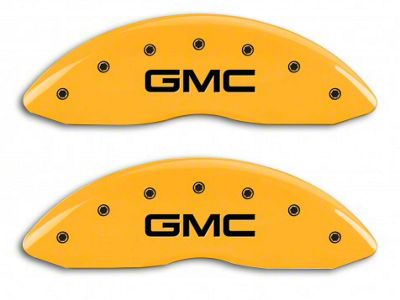 MGP Brake Caliper Covers with GMC Logo; Yellow; Front Only (07-13 Sierra 1500)