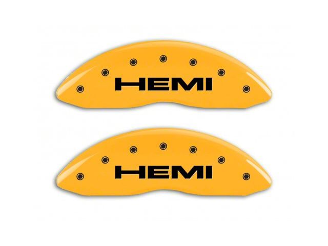 MGP Brake Caliper Covers with HEMI Logo; Yellow; Front and Rear (11-14 RAM 1500)
