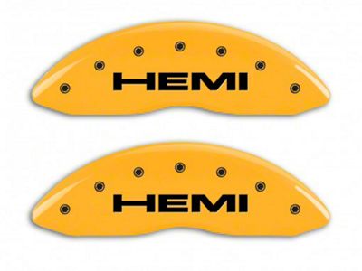 MGP Brake Caliper Covers with HEMI Logo; Yellow; Front and Rear (11-14 RAM 1500)