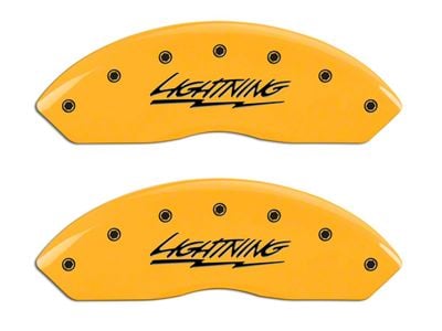 MGP Brake Caliper Covers with Lightning Logo; Yellow; Front and Rear (99-03 F-150 Lightning)