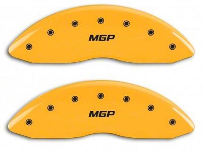 MGP Brake Caliper Covers with MGP Logo; Yellow; Front and Rear (14-18 Sierra 1500)