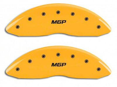 MGP Brake Caliper Covers with MGP Logo; Yellow; Front and Rear (14-18 Silverado 1500)