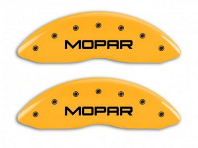 MGP Brake Caliper Covers with MOPAR Logo; Yellow; Front and Rear (06-10 RAM 1500, Excluding SRT-10)