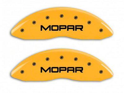 MGP Brake Caliper Covers with MOPAR Logo; Yellow; Front and Rear (11-18 RAM 1500)