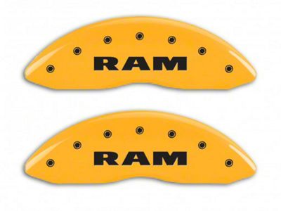 MGP Brake Caliper Covers with RAM Logo; Yellow; Front and Rear (02-05 RAM 1500, Excluding SRT-10)