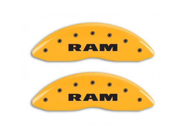 MGP Brake Caliper Covers with RAM Logo; Yellow; Front and Rear (02-05 RAM 1500, Excluding SRT-10)