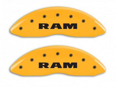 MGP Brake Caliper Covers with RAMHEAD Logo; Yellow; Front and Rear (02-05 RAM 1500, Excluding SRT-10)