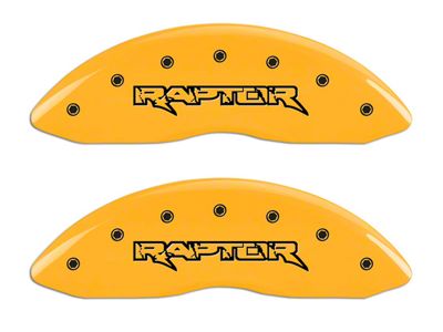 MGP Brake Caliper Covers with Raptor Logo; Yellow; Front and Rear (10-14 F-150 Raptor; 17-20 F-150 Raptor w/ Manual Parking Brake)