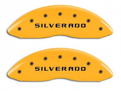 MGP Brake Caliper Covers with Silverado Logo; Yellow; Front Only (07-13 Silverado 1500)