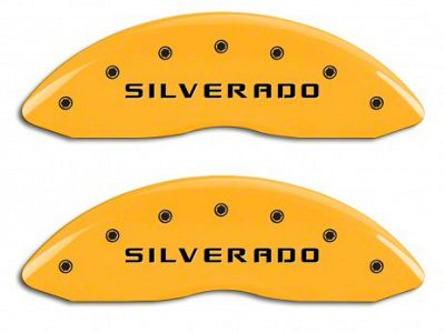 MGP Brake Caliper Covers with Silverado Logo; Yellow; Front and Rear (14-18 Silverado 1500)