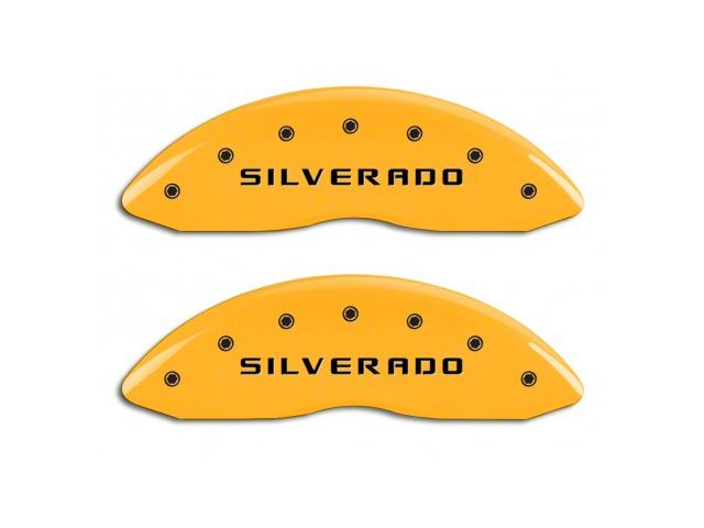 MGP Brake Caliper Covers with Silverado Logo; Yellow; Front and Rear (14-18 Silverado 1500)