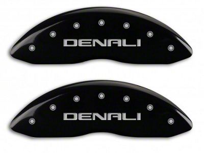 MGP Brake Caliper Covers with Denali Logo; Black; Front and Rear (07-14 Yukon)