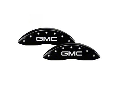 MGP Brake Caliper Covers with GMC Logo; Black; Front and Rear (21-24 Yukon)
