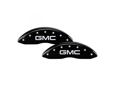 MGP Brake Caliper Covers with GMC Logo; Black; Front and Rear (21-25 Yukon)