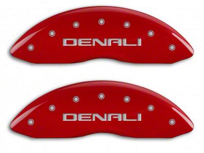 MGP Brake Caliper Covers with Denali Logo; Red; Front and Rear (07-14 Yukon)