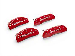 MGP Brake Caliper Covers with Denali Logo; Red; Front and Rear (21-26 Yukon)