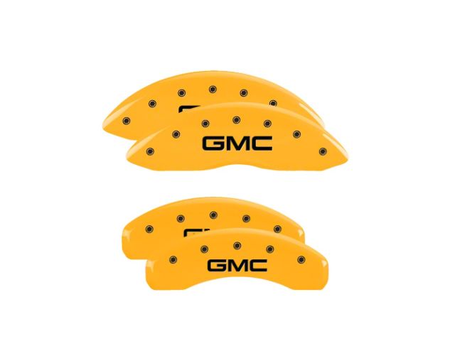 MGP Brake Caliper Covers with GMC Logo; Yellow; Front and Rear (07-14 Yukon)