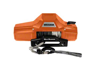 Mile Marker 8,000 lb. Mission Winch with Black Synthetic Rope and Black Hook; Team Orange (Universal; Some Adaptation May Be Required)