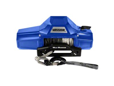 Mile Marker 10,000 lb. Mission Winch with Black Synthetic Rope and Black Hook; Brilliant Blue (Universal; Some Adaptation May Be Required)