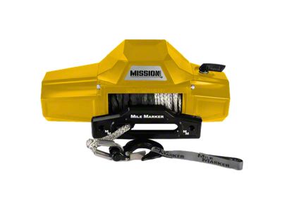 Mile Marker 10,000 lb. Mission Winch with Black Synthetic Rope and Black Hook; Sunshine Yellow (Universal; Some Adaptation May Be Required)