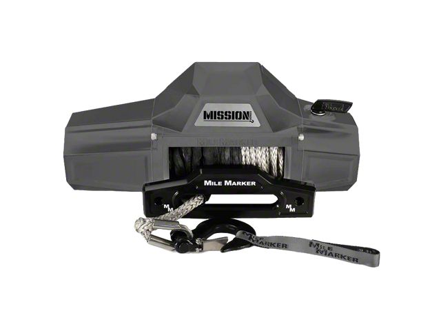 Mile Marker 8,000 lb. Mission Winch with Black Synthetic Rope and Black Hook; Graphite Gray (Universal; Some Adaptation May Be Required)