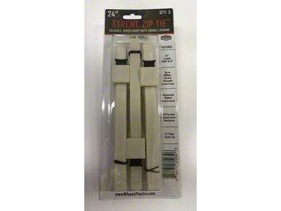 Milspec Plastics Xtreme Zip Ties; 24-Inch; White; 200-Pack
