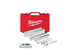 Milwaukee Tool 1/4-Inch Drive Ratchet and Socket Set; SAE and Metric; 50-Piece 