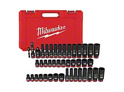 Milwaukee Tool SHOCKWAVE Impact Duty 3/8-Inch Drive SAE and Metric Deep 6-Point Socket Set; 43-Piece 