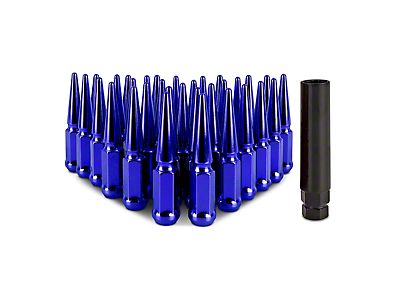 F-350 Super Duty Blue Spike Lug Nut Kit; 14mm x 1.5; Set of 32 (05-25 F