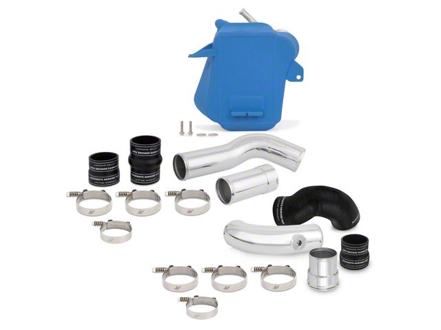 Mishimoto Air-to-Water Intercooler Kit with Polished Piping; Blue (11-16 6.7L Powerstroke F-350 Super Duty)