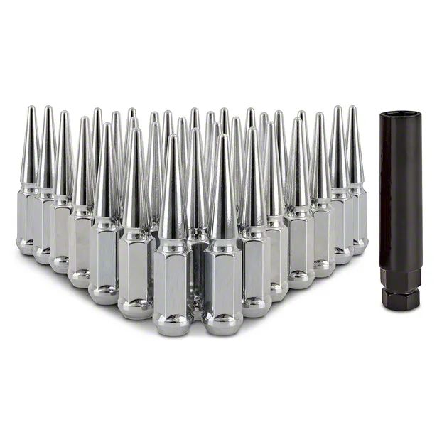 Mishimoto F350 Super Duty Chrome Steel Spiked Lug Nuts; M14 x 1.5; Set