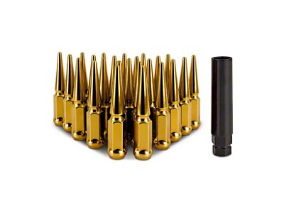Mishimoto Gold Steel Spiked Lug Nuts; M14 x 1.5; Set of 24 (19-25 RAM 1500)