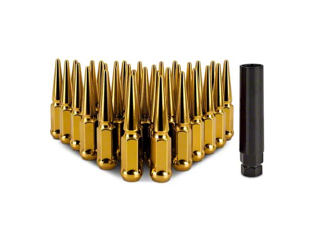 Mishimoto Gold Steel Spiked Lug Nuts; M14 x 1.5; Set of 32 (12-24 RAM 2500)
