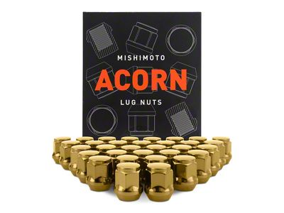 Mishimoto Gold Steel Acorn Lug Nuts; M14 x 1.5; Set of 32 (12-25 RAM 3500)