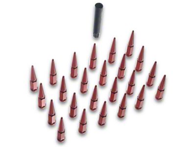 Mishimoto Red Steel Spiked Lug Nuts; M14 x 1.5; Set of 24 (99-26 Sierra 1500)