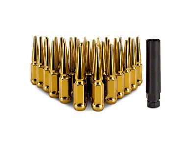 Mishimoto Gold Steel Spiked Lug Nuts; M14 x 1.5; Set of 32 (07-24 Sierra 3500 HD)