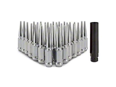 Mishimoto Chrome Steel Spiked Lug Nuts; M14 x 1.5; Set of 32 (07-24 Silverado 3500 HD)
