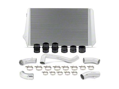 Mishimoto Performance Intercooler Kit with Polished Piping; Silver (17-19 6.6L Duramax Silverado 3500 HD)