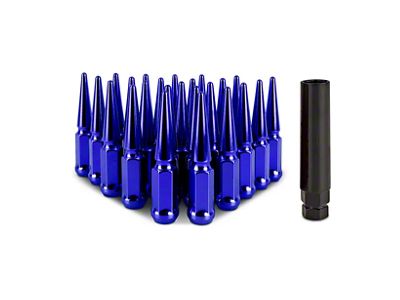 Mishimoto Blue Steel Spiked Lug Nuts; M14 x 1.5; Set of 24 (07-25 Tahoe)