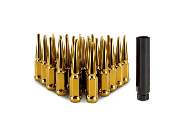 Mishimoto Gold Steel Spiked Lug Nuts; M14 x 1.5; Set of 24 (07-24 Tahoe)