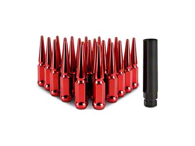 Mishimoto Red Steel Spiked Lug Nuts; M14 x 1.5; Set of 24 (07-25 Yukon)