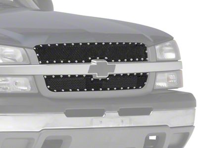 RedRock Wire Mesh Upper Overlay Grille with Rivets; Black (03-05 Silverado 1500)