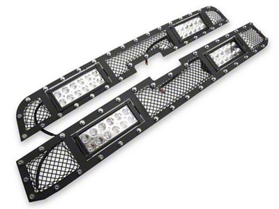 RedRock Modern Billet Mesh Upper Grille Insert with LED Lighting and Rivets; Black (03-05 Silverado 1500)