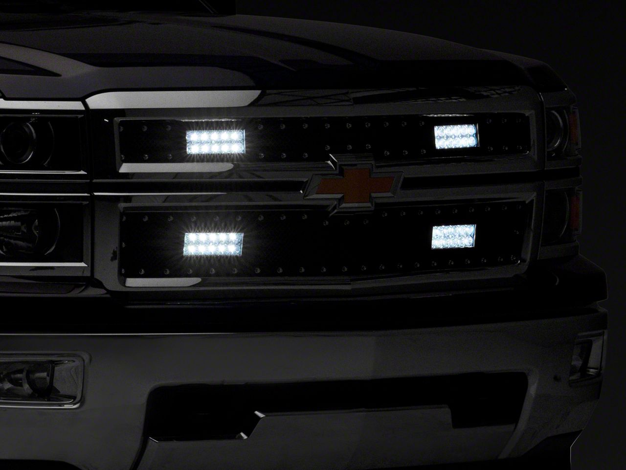 GalaxyMotoInc Black Billet Grille Overlay Combo – Upper & Lower W/ Tow Hook Cutouts For 2014-2015 Silverado 1500