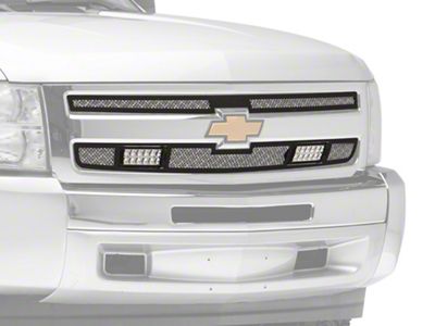 RedRock Modern Billet Mesh Upper Grille Insert with LED Lighting; Black (07-13 Silverado 1500)