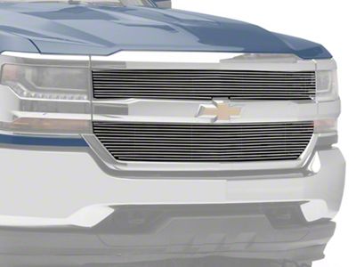 RedRock Modern Billet Upper Grille Overlay; Polished (16-18 Silverado 1500 w/o Z71 Package)