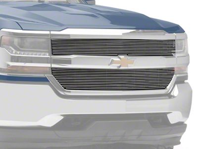 RedRock Modern Billet Upper Grille Overlay; Polished (16-18 Silverado 1500 w/o Z71 Package)