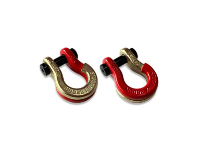Moose Knuckle Offroad Jowl Split Recovery Shackle 5/8 Combo; Brass Knuckle and Flame Red